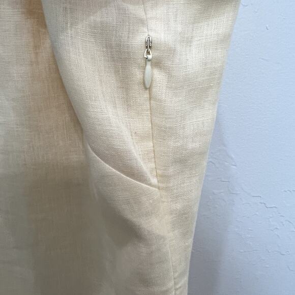 Talbots Cream Sleeveless Midi Dress V-Neck A-Line - Picture 6 of 14